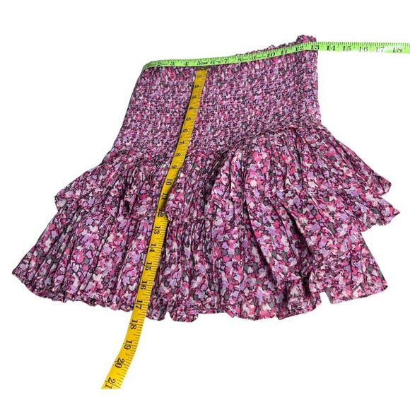 ISABEL MARANT ETOILE Pink Floral Skirt Naomi Smocked Tiered Cotton Size 38 NWT - Picture 5 of 9